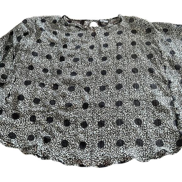 LaFemme 2X Sheer Crinkle Chiffon Print Blouse Batwing Vintage - Picture 5 of 8